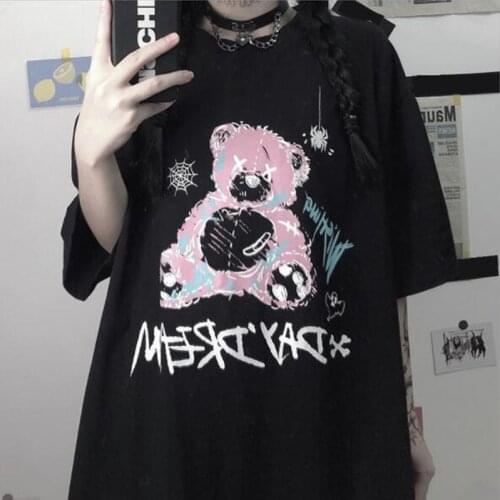 European American Style T-shirt Women Cute Print Short Sleeve O Neck Tshirt Women Casual Loose T-shirt Women