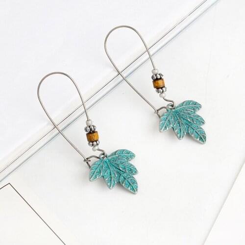 Delicate Green Leaf Dangle Threader Earrings Ear thread earrings Leaf Jewelry Leaf Earring Women Jewelry Gifts Wholesale
