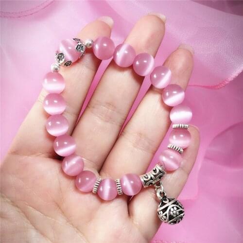 Cats Eye Lady Bracelet Beaded Lucky Ball Pendant Bracelet Fashion Yoga Bracelet Jewelry For Woman
