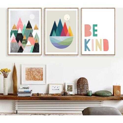 Colorful Landscape Mountain Abstract Geometry Poster Nordic Canvas Print Wall Art Modern Quote Picture Living Room Decoration