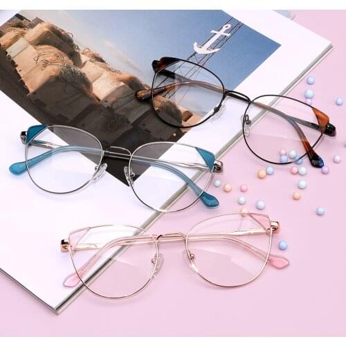 SASAMIA Light Cat Eye Ultralight Metal Female Frames Men Women Optical Eyewear Frame Fashion Computer Glasses Frame