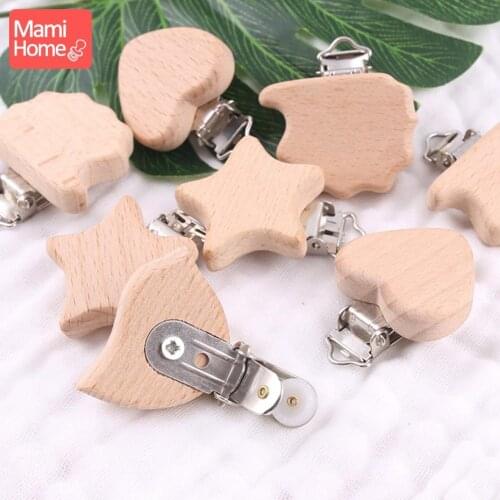 Mamihome 2pc Wood Pacifier Clip Animals Nipple Holder Baby Teether DIY Pacifier Chain Rodent ChildrenS Goods Soother Clasp Toys