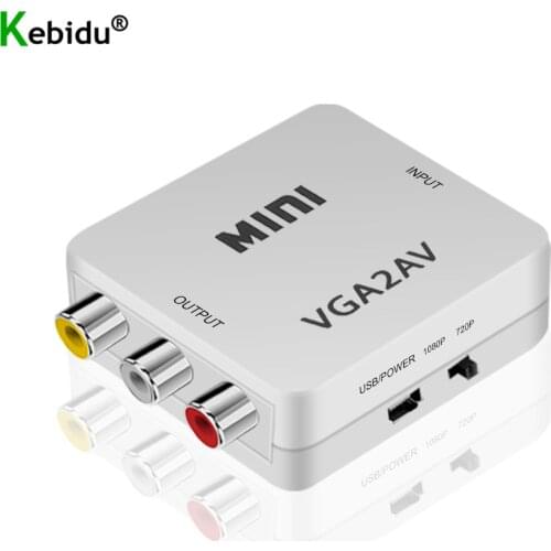 Mini AV2VGA VGA2AV Conversor with 3.5mm Audio RCA To VGA Video Converter Audio AV VGA Converter For PC to TV HD Computer to TV