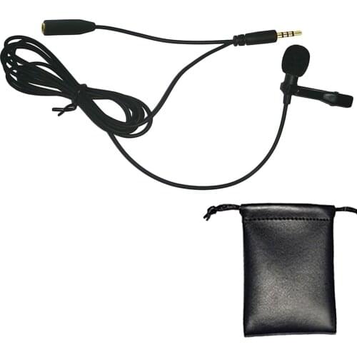 Besegad Mini Lavalier Phone Microphone Mic 3.5mm Jack Wired Clip-on Lapel Hands-free Headset with Headphone Input Port