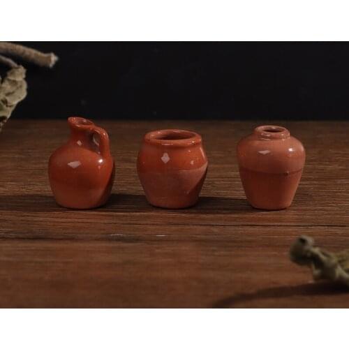 1 Pc Ornament Decora vase Dollhouse Miniatures 1:12 Mini Ceramic Pot DIY Handmade Doll House Kitchen Ceramic