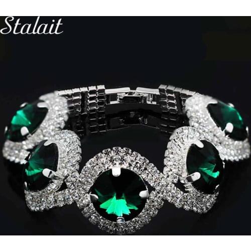Fashion crystal bracelet Silver Color clear rhinestone bracelet Big stone jewelry pulseiras 1112