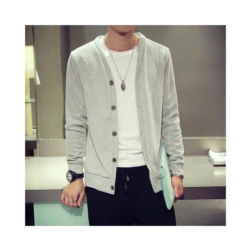 Mens Casual Cardigan Solid Color V-Neck Single-Breasted Soft Sweater Fashion Street Mens Spring And Autumn New 6 Colors