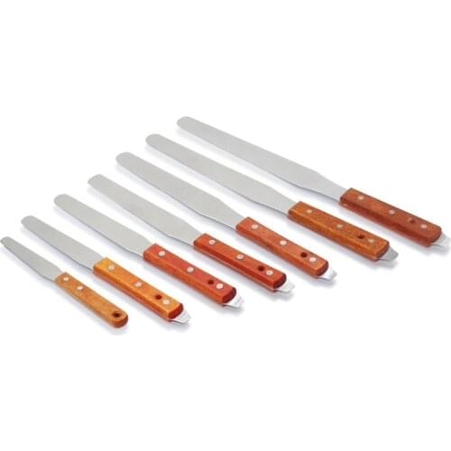 4-12" Silk Screen Printing Scraper Stainless Steel Ink Spatulas with Wooden Handle SMT Squeegee For Screen Printing Scraper Tool