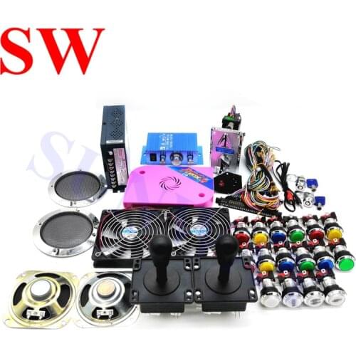 DIY Jamma Machine Kits with Pandora Box 6 1300 in 1 Multi Game Board Harness Coin Selector Joystick Button Power Supply Lock Fan