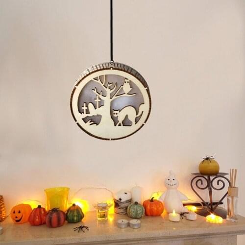New Halloween Wooden Led Lights Hanging Listing Pumpkin Man Scene Props Halloween Party Home Decoration Crafts