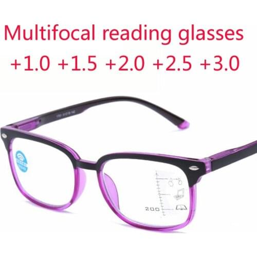 Anti blue light Reading Glasses Men Progressive Multifocal Glasses Women Near Far Sight Diopter Eyewear +1.0 +1.5 +2.0 +2.5 +3.5