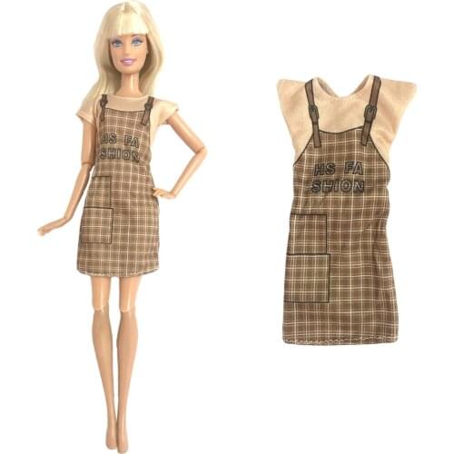 NK 1 Pcs Doll Clothes Brown Worker Clothing Casual Wear Shirt Fashion Skirt For Barbie Doll Girl Accessories