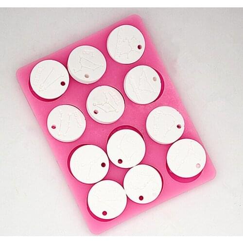 P884 Twelve constellation pendant mold fondant chocolate mould Silicone baking tool