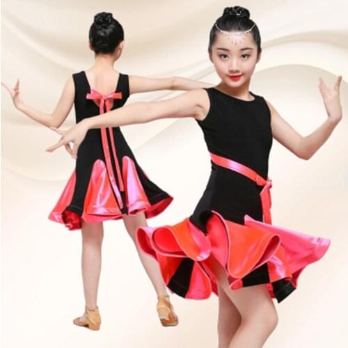 New Latin Dance Dress For Girls Sleeveless Standard Ballroom Dancing Dresses for Kids Performance Wear Salsa Ballroom Clothes