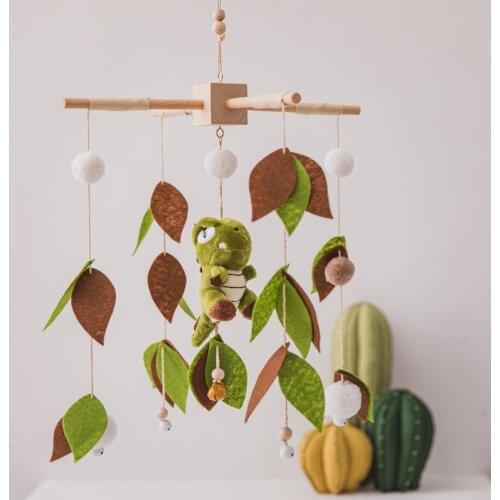 Baby Rattles Crib Mobiles Toy Bed Bell Green Forest Animal Rattle Music Educational Toy Holder Rotating 0-12 Months For Newborns