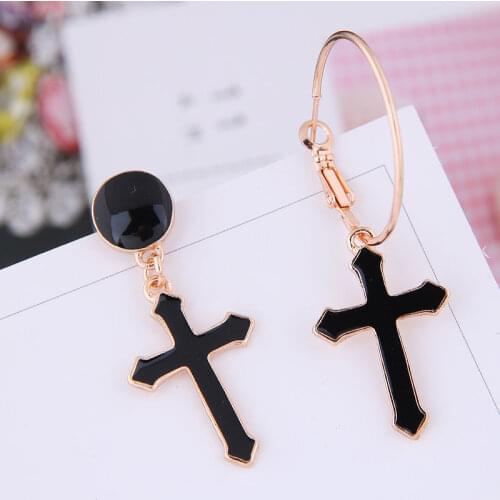 Hot Trendy Punk Rock Girls Women Enamel Cross Dangle Earrings Harajuku Sweet OL Metal Geometric Drop Earring Ear Jewelry