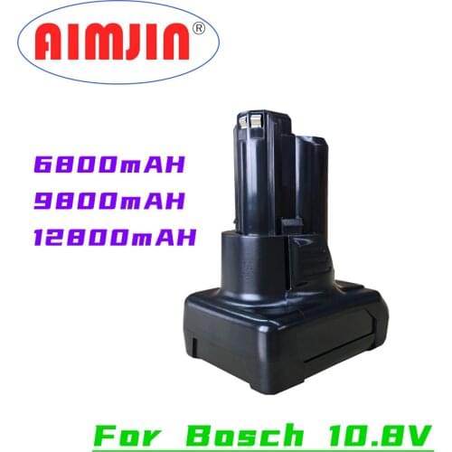 2021 Latest Upgrade 6.8/9.8/12.8Ah Replaceable Power Tool Battery for Bosch 10.8V/12V BAT411 BAT411A BAT412 BAT412A BAT413