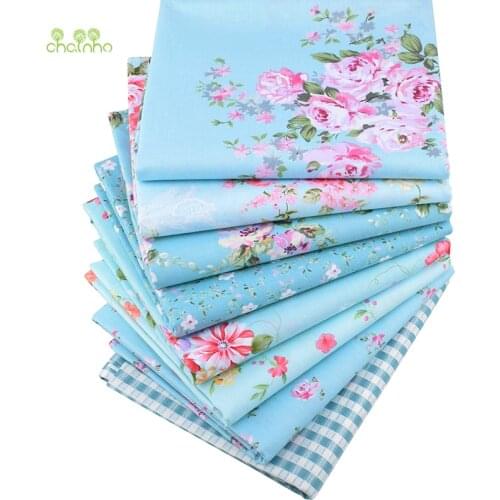 Chainho,Green Floral Series,Printed Twill Cotton Fabric,Patchwork Cloth For DIY Sewing & Quilting Baby&Childrens Material,CC213