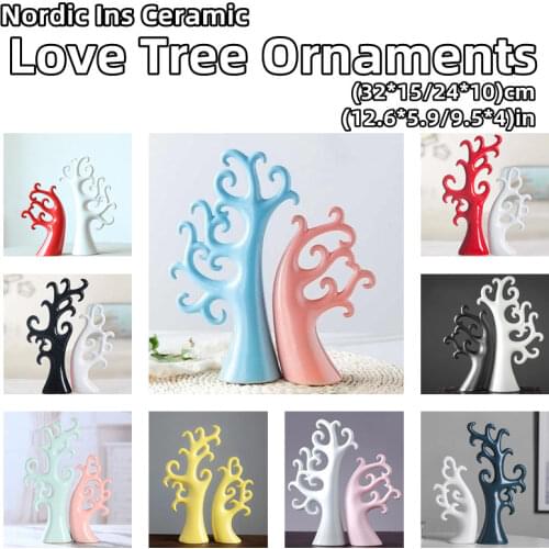 Nordic Ins Ceramic Love Tree Ornaments 32*15cm/24*10cm Household Cabinet Porcelain Decoration Home Decor Tree Shape Figurines