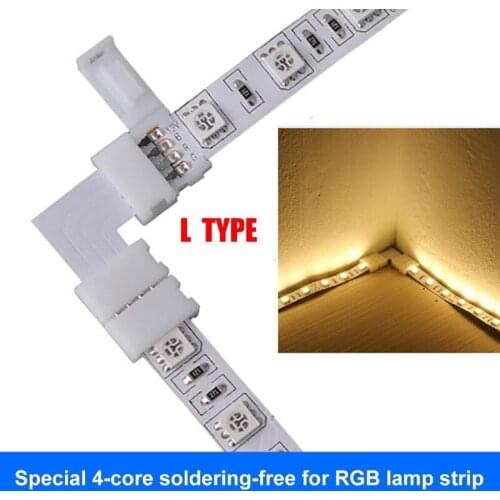 RGB LED bar connector set L angle double head LED terminal 5050 10MM lamp strip light with solderless connector