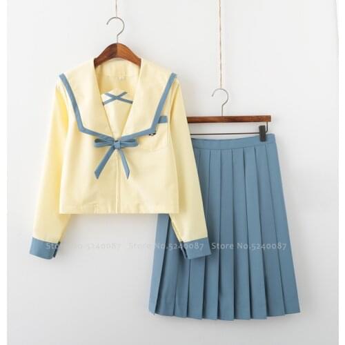 Anime Japanese High School JK Uniform Sailor Suit Women Korean Student Class Outfits Girls T-shirt Pleated Skirt Cosplay Costume