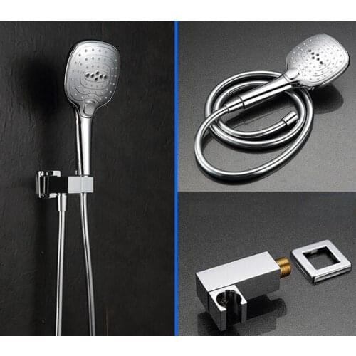 Bathroom Three Function Handheld Shower Head Push Button with pvc Hose and Bracket shower Holder TH185