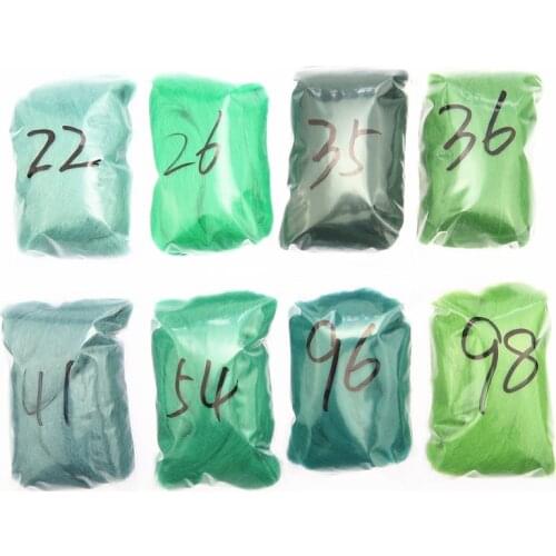 8 Colors Green Series Felting Wool Fibre Flower Animal Toy Wool Roving Needle Handmade Spinning DIY Craft Material 2g/5g/10g/bag