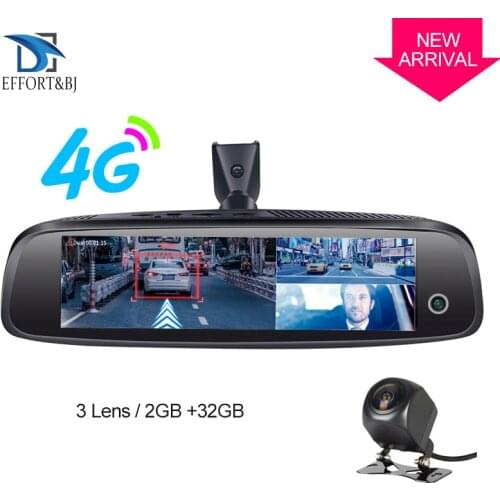 Effort&BJ Three videos Mirror Cameras 2GB+32GB Dash Cam 4G Android HD 1080P Auto Camera GPS WIFI ADAS Car DVR with Rear View