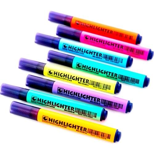 1pc Color Solid Highlighter Pen Triangle Pen Focus Mark Line Marker Pen Touchfive School Office Stationery Fluorescent Marker