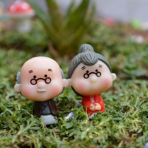 4Pcs Set Of Miniature Old Granny Grandpa Doll Ornaments Garden Crafts Decoration Photography Props