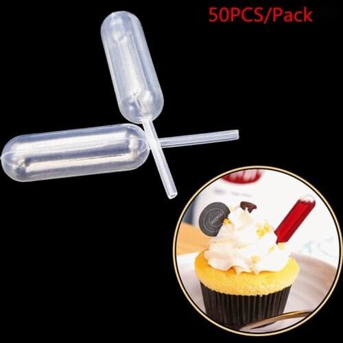 50pcs Droppers For Cupcakes Ice Cream Sauce Ketchup Jam Pastries Macaron Stuffed Dispenser Mini Squeeze 4ml Transfer Pipettes