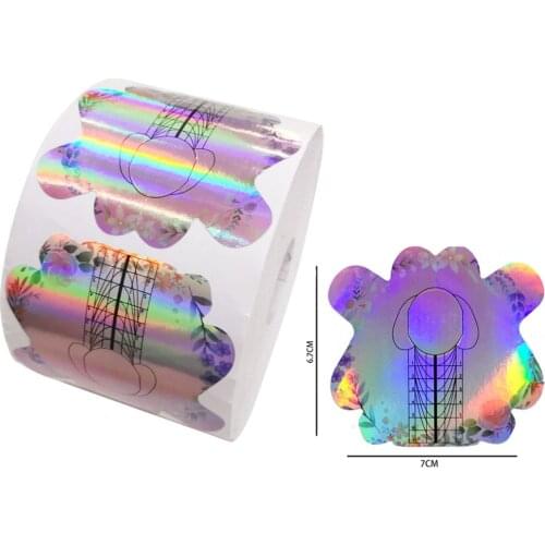 500Pcs/Roll Professional Laser Pink Adhesive Nail Form Tips Acrylic UV Gel Tips Extension Builder Nail Form Guide Stencil Tools