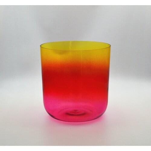 8” Rainbow Quartz Crystal Singing Bowl with colorful Light Customizable Note C/D/E/F/G/A/B/A# For Yoga