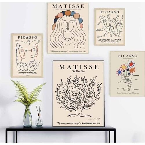 Abstract Woman Lines Matisse Bird Tree Nordic Posters And Prints Wall Art Canvas Painting Wall Pictures For Living Room Decor