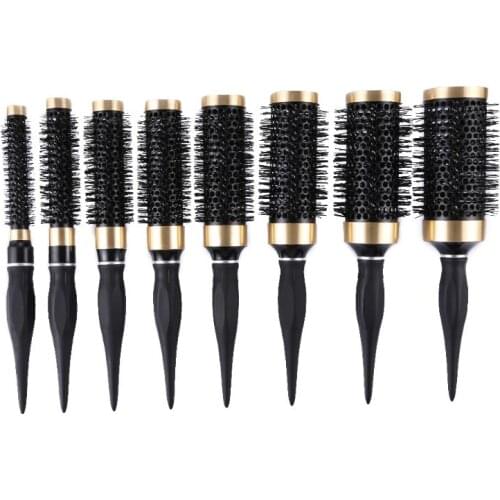 Anti-Static High Temperature Resistant Hair Brush Iron Round Barrel Drying Curling Comb Salon Hairdressing Styling Tool