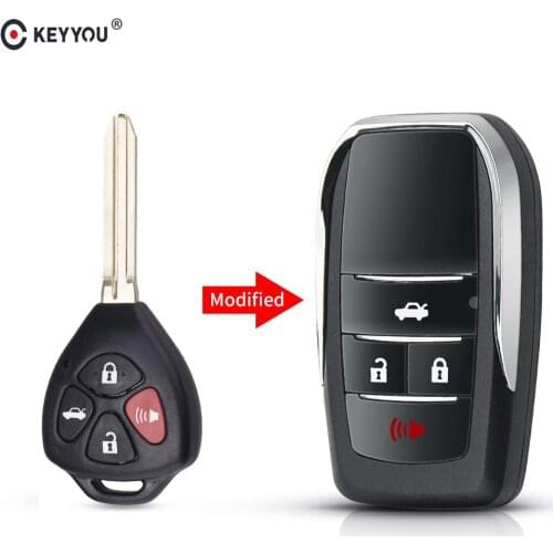 KEYYOU 10pcs 4 Buttons Modified Flip Remote Car Key Shell Fob Uncut Case For Toyota Camry Avalon Corolla Matrix TOY43 Blade