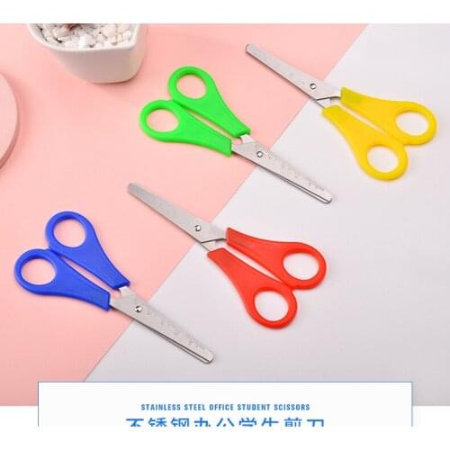 Colorful Plastic Children Hand Safety Paper-cut Scissors Stainless Steel Office Culture Education Cutting Study Ruller Scissors
