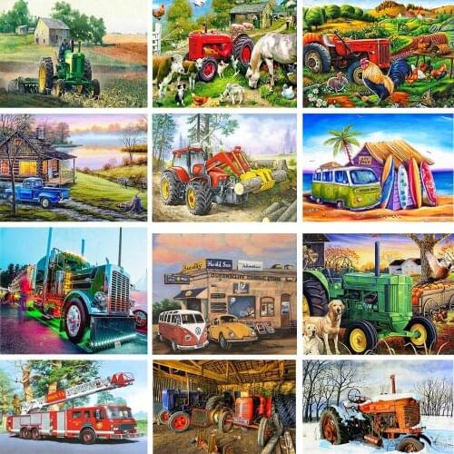 DIY Diamant Schilderen Auto Diamant Borduurwerk Tractor Volledige Boor Accessoires Mozaïek Foto Van Strass Boerderij Decor