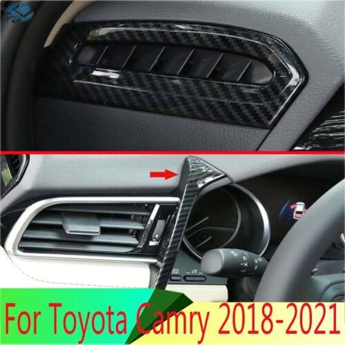 For Toyota Camry 2018 2019 Car Decoration Carbon Fiber Style Air Vent Outlet Cover Dashboard Trim Bezel Frame Molding Garnish