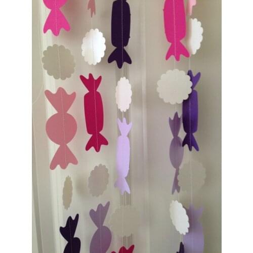Candy Garland, Pink, Purple, and Vanilla Paper Candy Garland, Candy Bar Decor, Christmas Decor, Sweet Shop (One 10 Foot Strand)