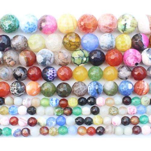 Faceted Multi-Color Crackle Agates 6-12mm Round Beads 14inch ,Wholesale For DIY Jewellery Free Shipping