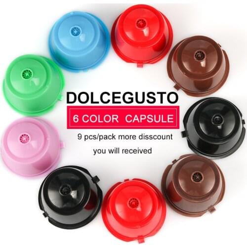 ICafilas3/9pcs Refillable Coffee Capsule For Dolce Gusto Nescafe 6 Colors Dolce Gusto Reusable Capsule Capsules