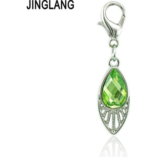 JINGLANG 12pieces/Lot Lobster Clasp Charms Dangle Plastic Crystal Pierced Water Drop DIY Charms For Jewelry Making Accessories