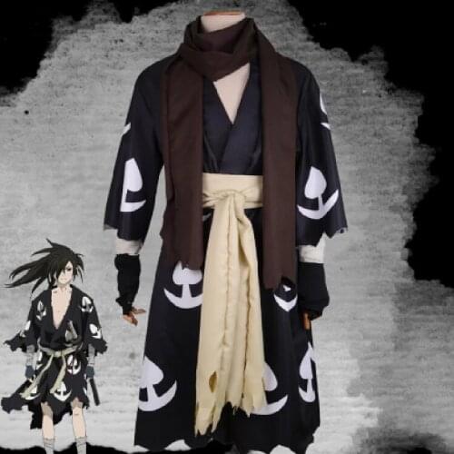 Anime Dororo Hyakkimaru Kimono Cosplay Costume Wigs Men Cloak Costume Full Set For Halloween Party