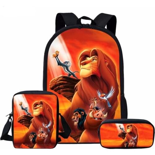 Lion King Backpack for Girl Boys Children School Bags 3pcs/Set Custom Kid School Backpack Student Mochilas