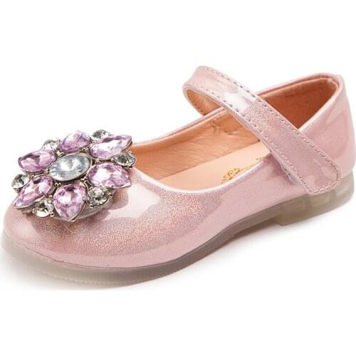 3 5 7 9 11 12 Years Fashion Crystal Flowers For Spring Dress Girls Beautiful Shoes Kids Sneakers ChildrenS Leather Shoes Flat