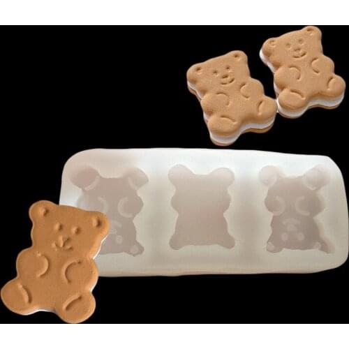 Bear Sandwich Biscuit Silicone Mold For Candles Cream Sandwich Bear Biscuit Shape Candle Making Handmade Soap Mold