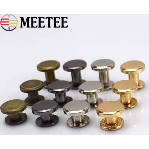 Meetee 20pcs 5-8mm Flat Head Screws Nail Rivet DIY Bag Book Notebook Metal Binding Belt Hardware Accessories Rivet Buckle BF007