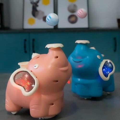 Cute electric walking baby elephant blowing ball toy electric luminous spray baby elephant toy music light interactive toy boy