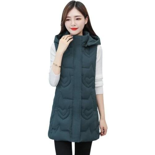 New Spring Autumn 2022 Women Vest Cotton Waistcoat Plus Size 4XL Long Section New Slim Padded Coat Student Cloghing